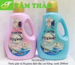Nước giặt xả Hygiene đậm đặc can hồng,  xanh 2800ml