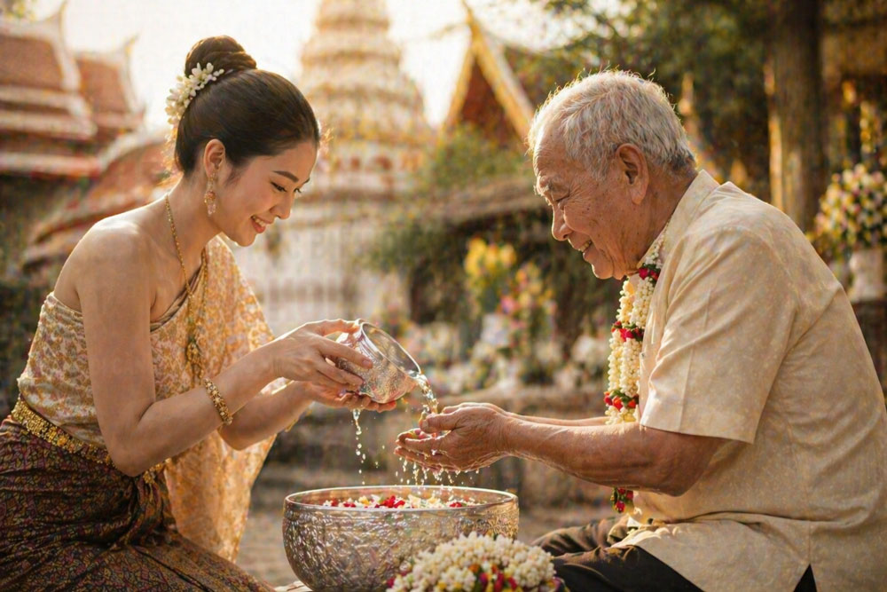 Songkran không chỉ là lễ hội… mà còn là dịp để ta quay về với cội nguồn yêu thương.