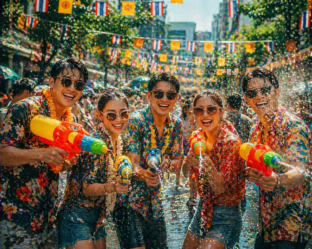 Sẵn sàng "đón" nước, sẵn sàng cháy hết mình! 💦 Áo Hawaii năng động, thần thái cực slay giữa phố thị Bangkok sầm uất. Tết Songkran là phải ướt nhưng vẫn phải xinh nhé! ✨