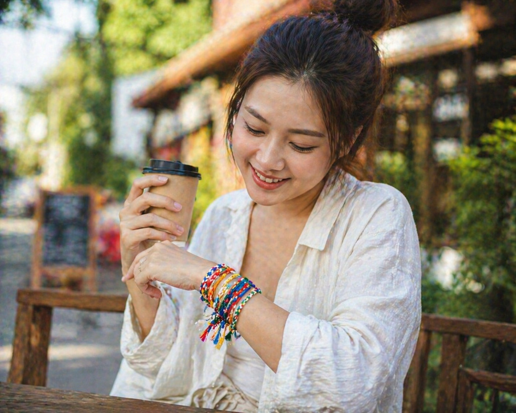 Gợi ý phối vòng tay ngũ sắc Thái Lan theo phong cách trẻ trung
